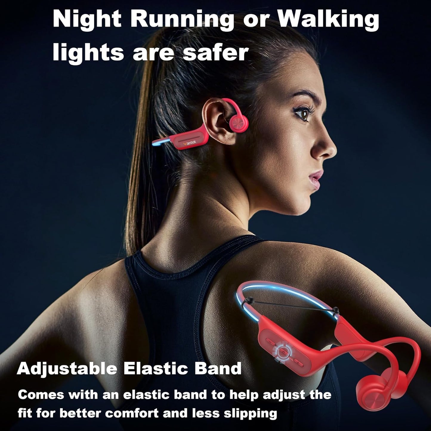 32GB MP3 Player,IP68 Swimming Headphone,8H Wantek Open Ear Headphones,Bone Conduction Bluetooth Headphones
