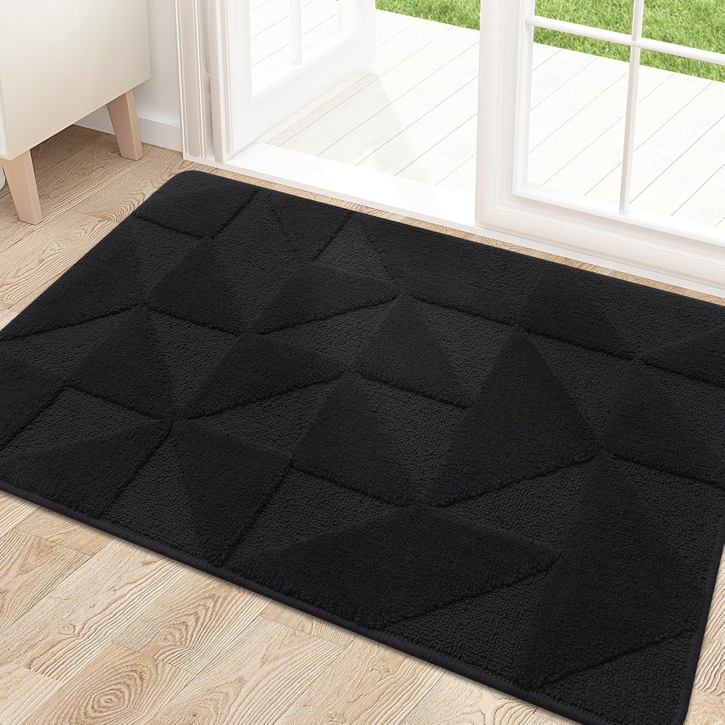 OLANLY Indoor Door Mat - Non-Slip, Absorbent, Washable Entryway Mat | Low-Profile Design (32x20 inches, Black)