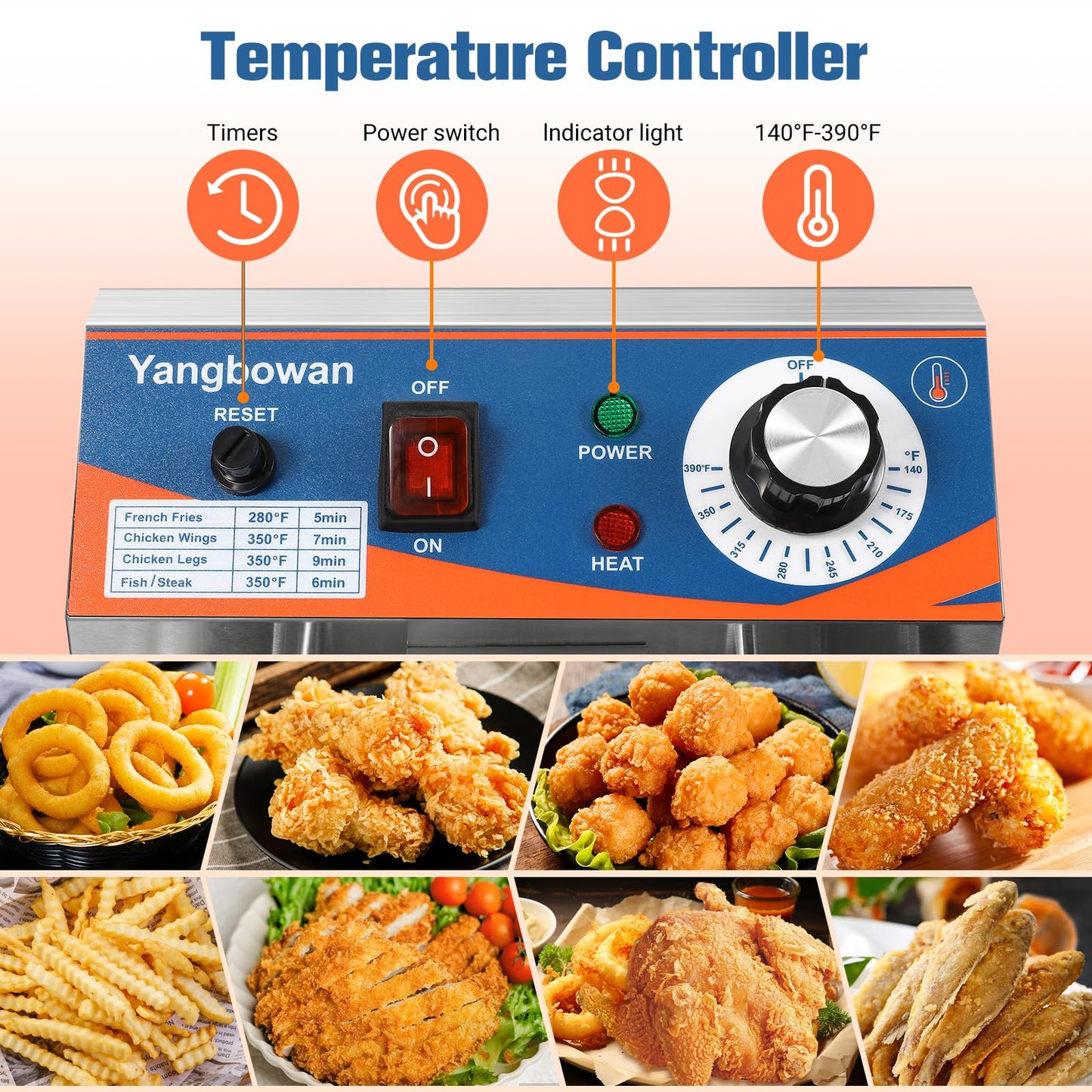 12L Commercial Deep Fryer,1800W Deep Fryer with Basket,Adjustable Temperature,Lid,Stainless Steel Body DeepFryer Pot,Electric Coumtertop Fryer for Commercial Restaurant Home Use