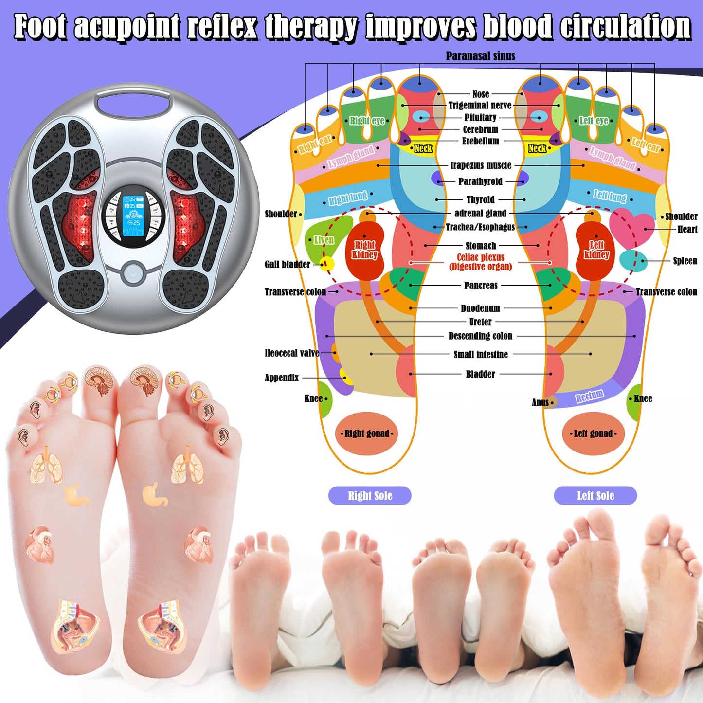 Yuiisenn Foot Massager for Neuropathy, TENS & EMS Foot Circulation Stimulator for Pain Relief, Relieve Swelling, Cramps, RLS & Plantar, with Remote Control