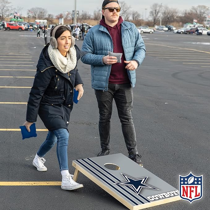 NFL 2' x 3' Solid Wood Cornhole Set with Direct Print HD Team Graphics – Great Gift for Any Football Fan! Bean Bag Toss Family Outdoor Games