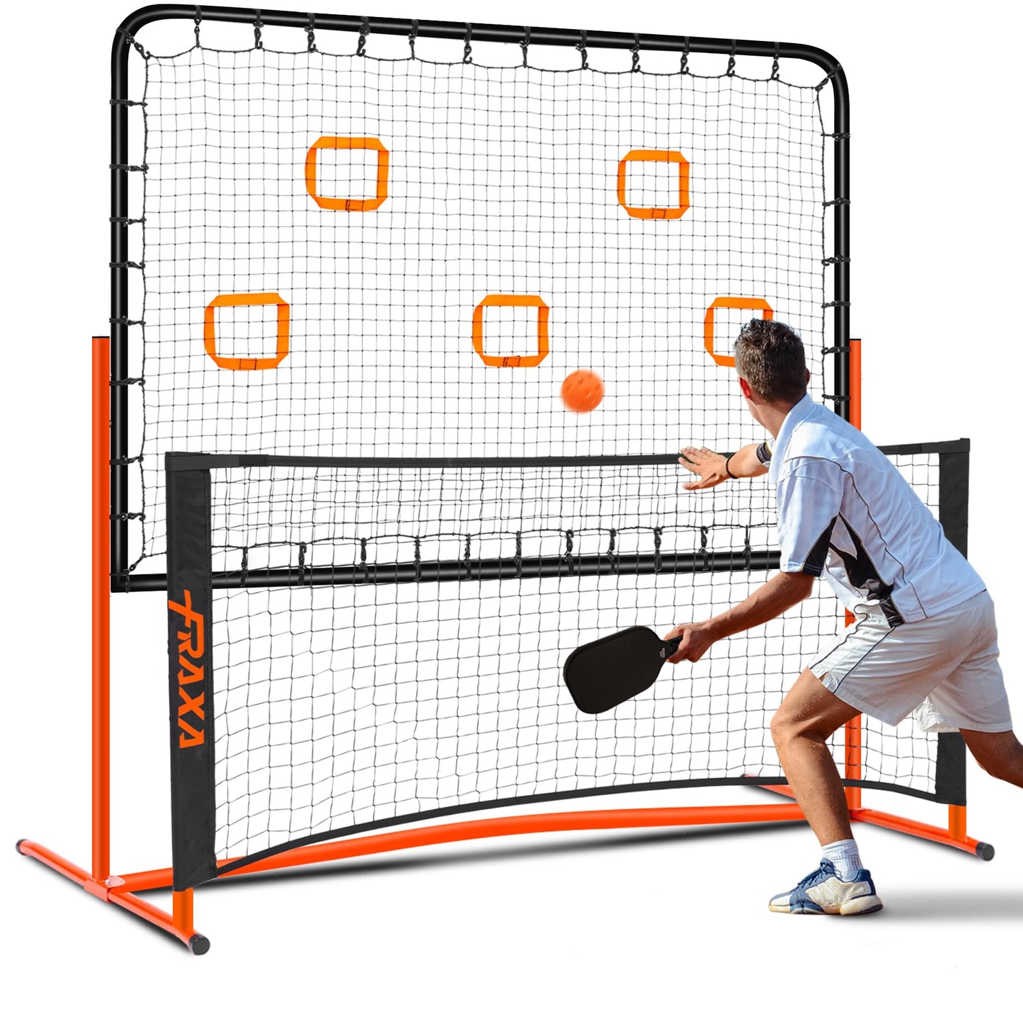 Fraxa Pickleball Rebounder Training Equipment - Pickleball Net for Solo Practice Drives Dinks Volley Accuracy - Portable for Outdoor Driveway Backyard Indoor Garage