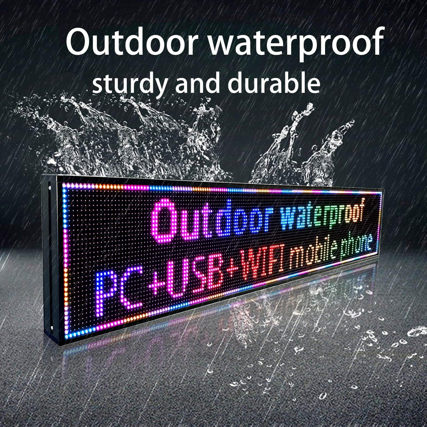 JINBLIZZARD P10 Programmable Scrolling Custom Outdoor Led Sign For Business Digital Advertising Display Screen Matrix Panel WiFi Control Electronic Message Board Store Neon Marquee 77"×14"