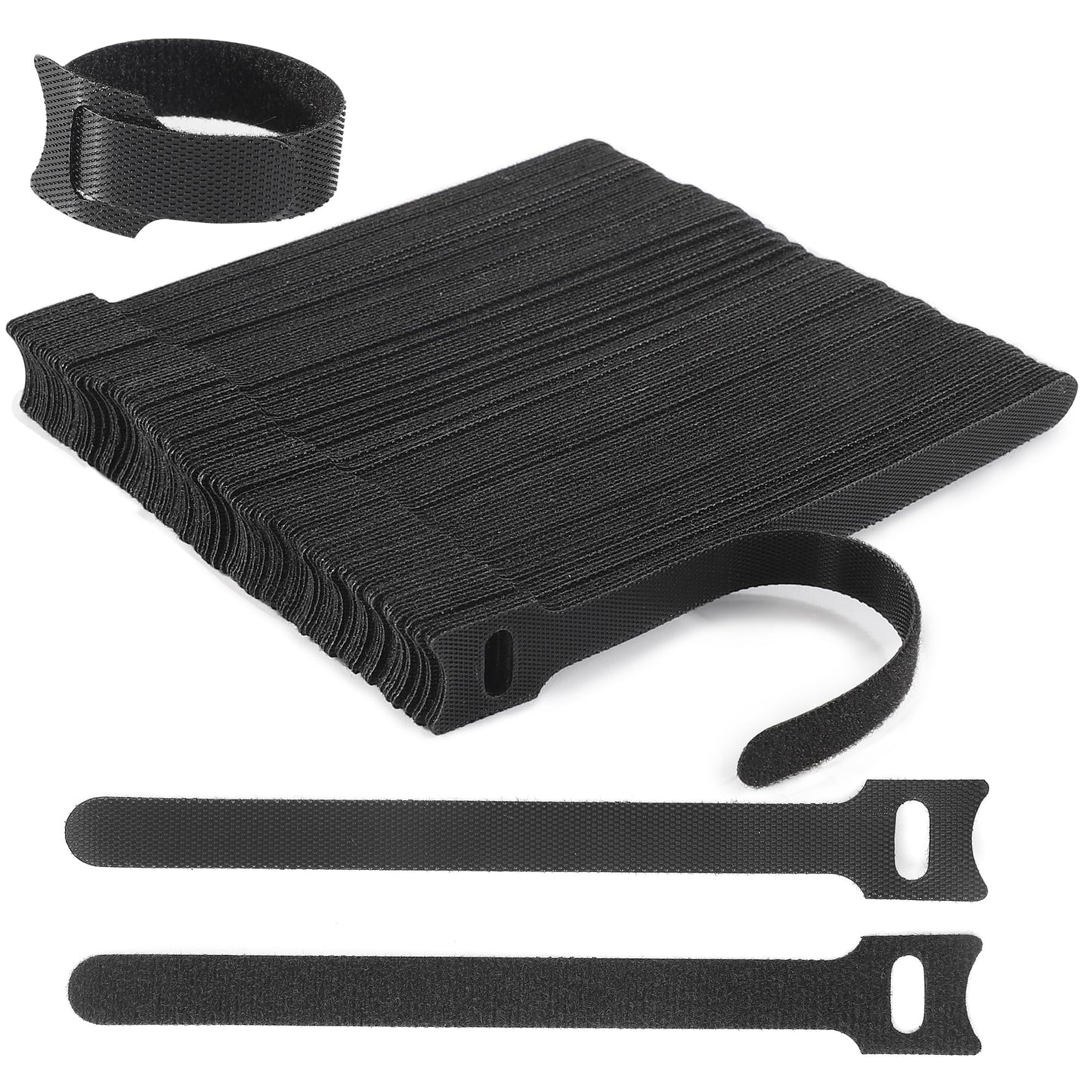 Nettbe Reusable Cable Ties, 126 PCS 6 Inches Adjustable Cord Straps Wire Organizer Cord Wrap and Hook Loop Cable Management