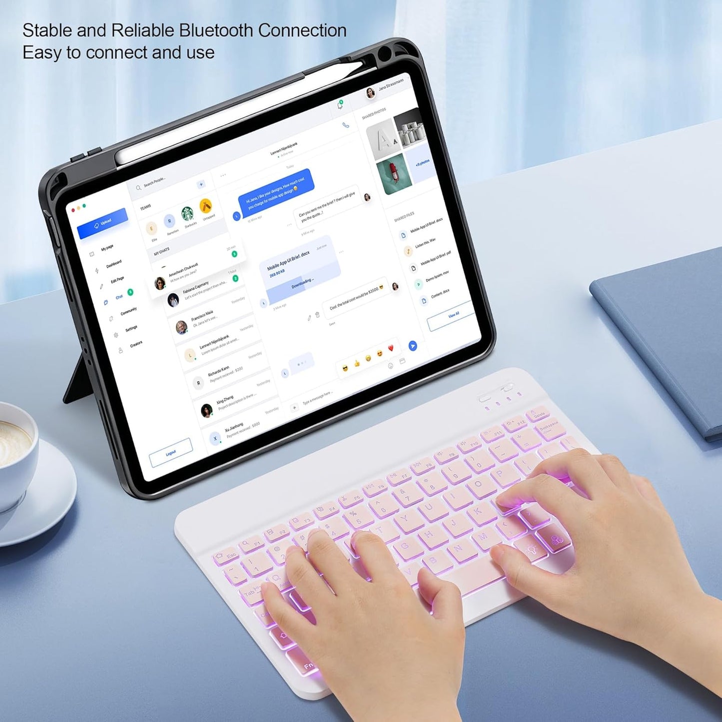 TOHAKATA A16 11th 10th Backlit Bluetooth Keyboard Small Portable Wireless Keyboard Rechargeable Illuminated for Android
