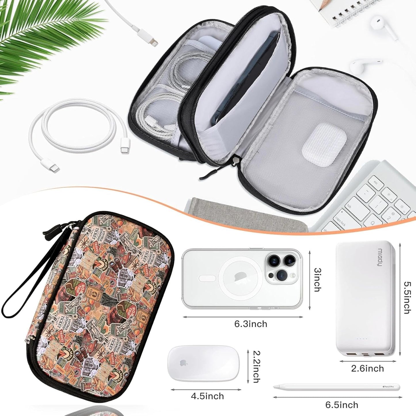 COSHAYSOO Electronics Travel Organizer Tech Bag Charging Cords Case USB Cable Charger Accessory Car Pouch, Practical