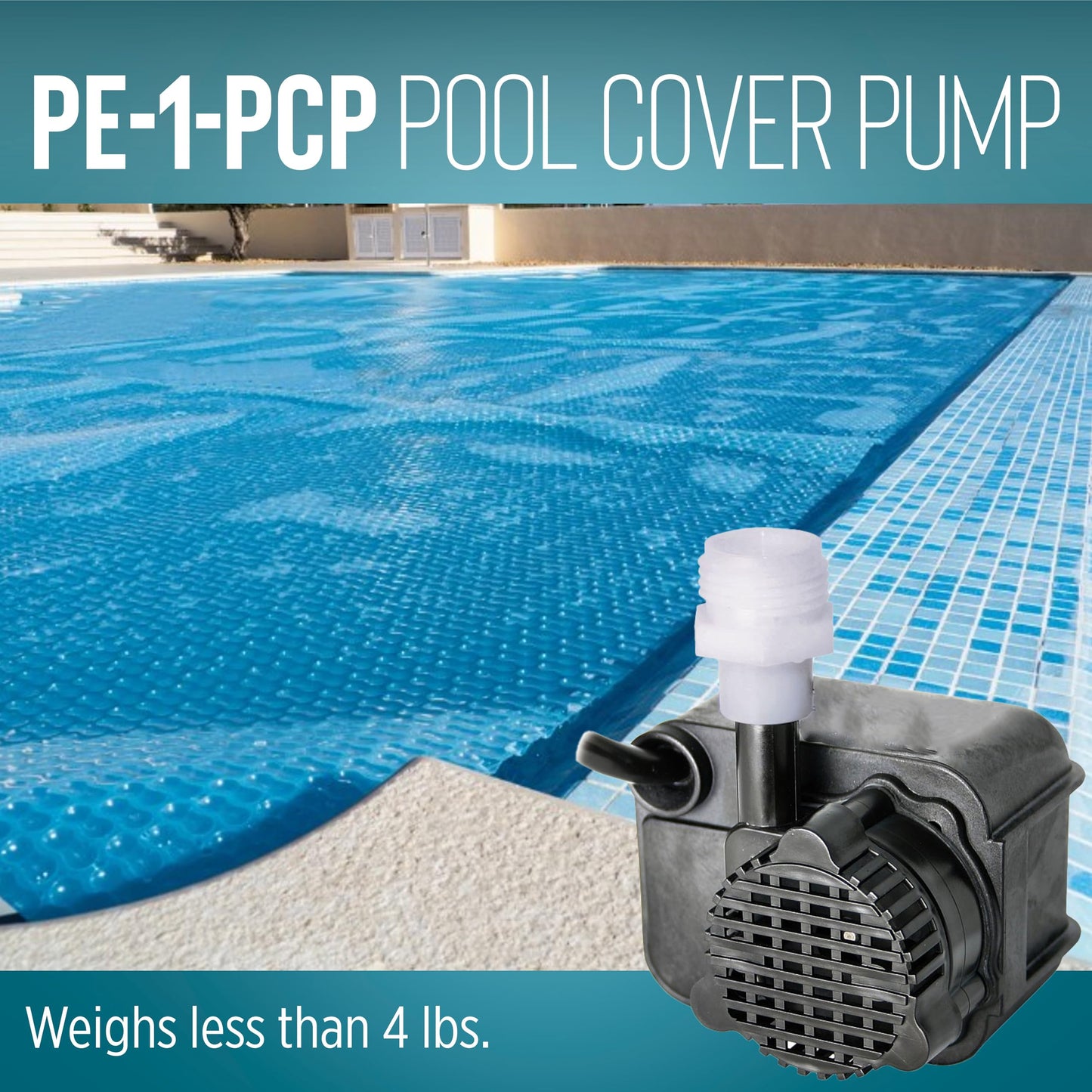 Little Giant PE-1-PCP 115 Volt, 1/125 HP, 170 GPH Manual Pool Cover Pump with 25 Foot Power Cord, Black, 518025