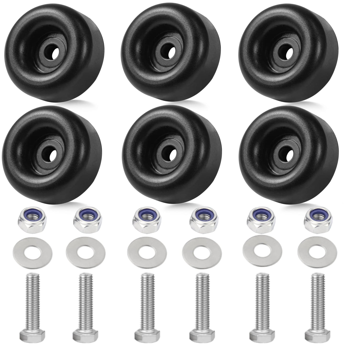 6-Pack Extreme Heavy Duty Rubber Foot Pads, 2.5 Inches Vibration Dampeners, Universal Anti Vibration Feet for Generators, Compressors, Pressure Washers, Pumps, Trailers (Round Bumpers with Screw Kits)
