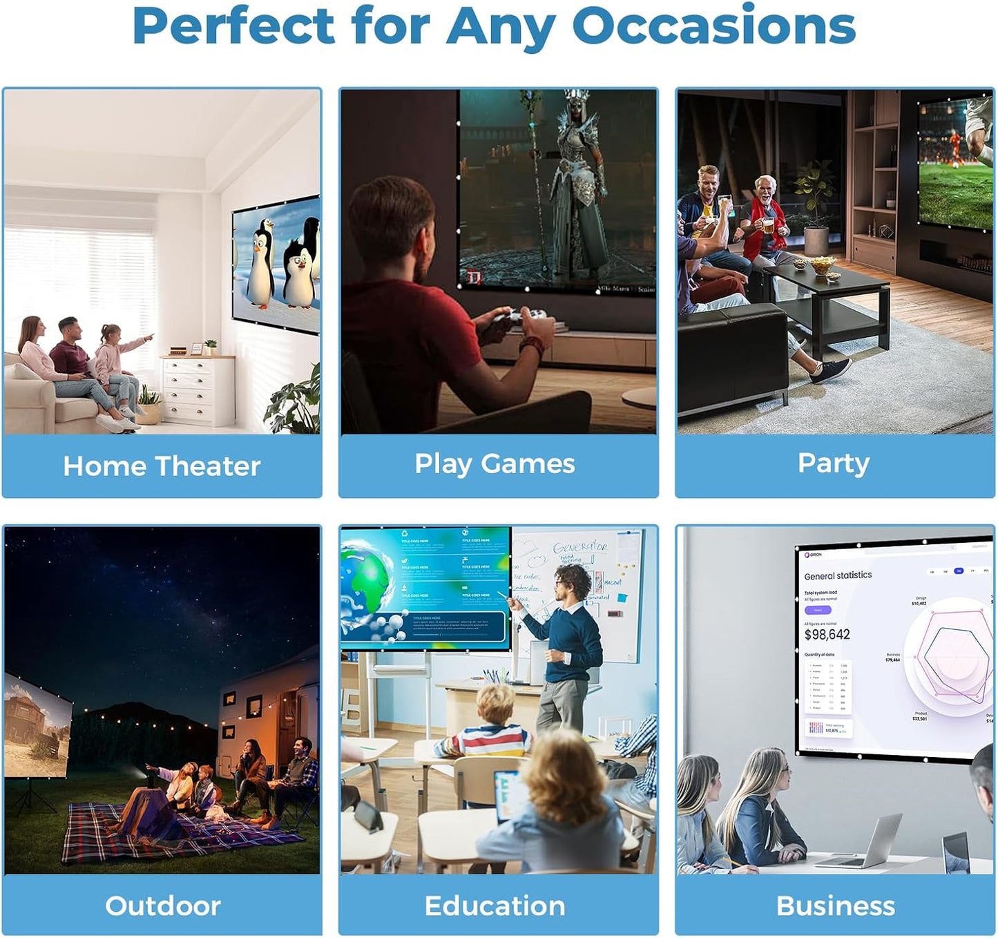 KOGATA 100 Inch: Outdoor Projector Screen with Stand Portable Projection Screen for Outside Theater Home Backyard