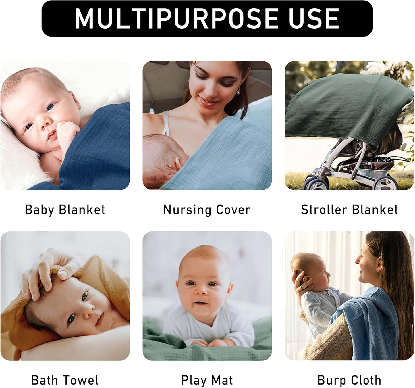 Skiennix Muslin Swaddle Blankets - 3 Pack Breathable Soft Receiving Blankets | Large 38 x 40 Inches, Cute Flower Design