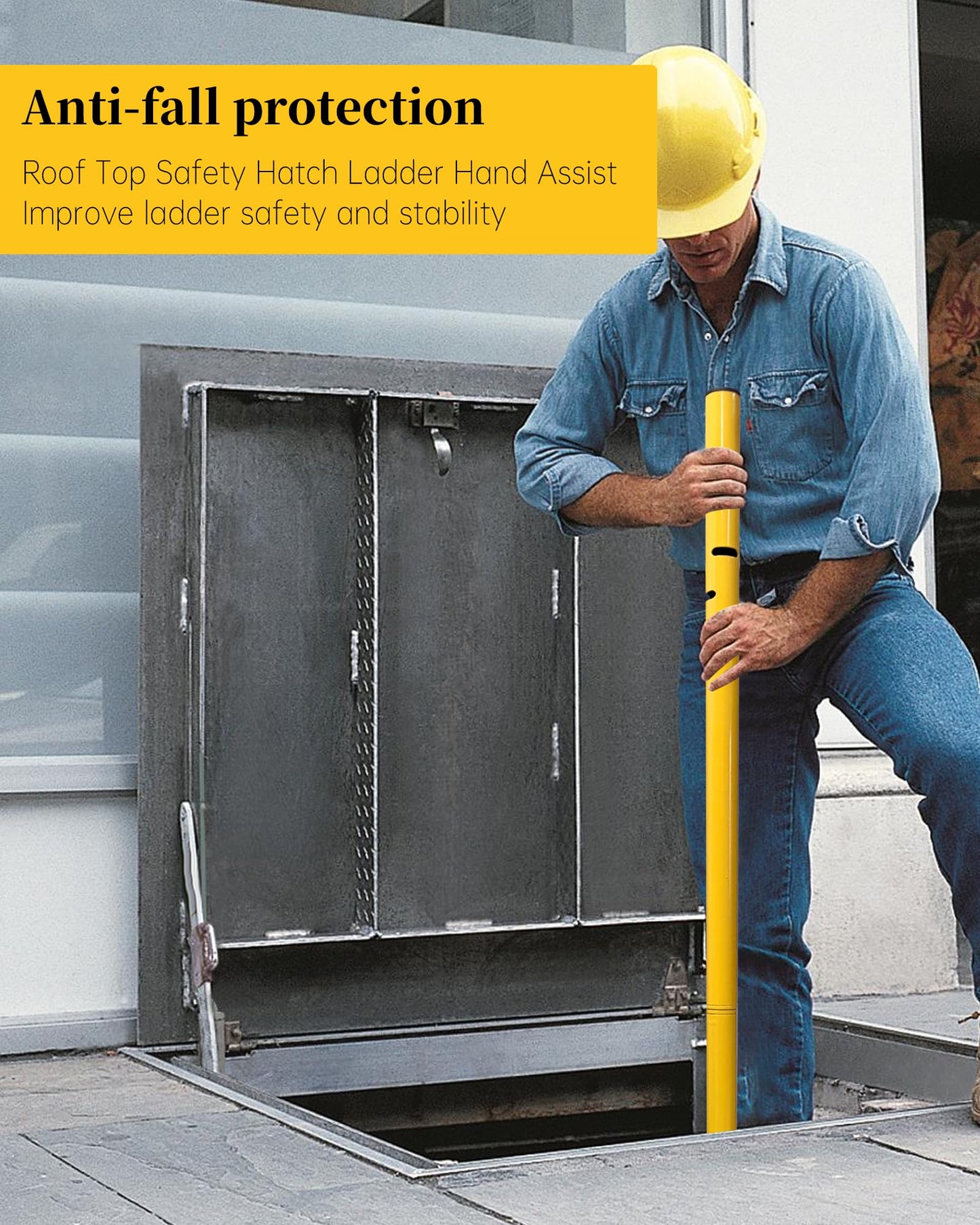 Roof Hatches Ladder Safety Post, Lengthen Hatch Ladder Hand Assist Safety Rails, Strong Support, Suitable for Roof Top Hatch Ladder