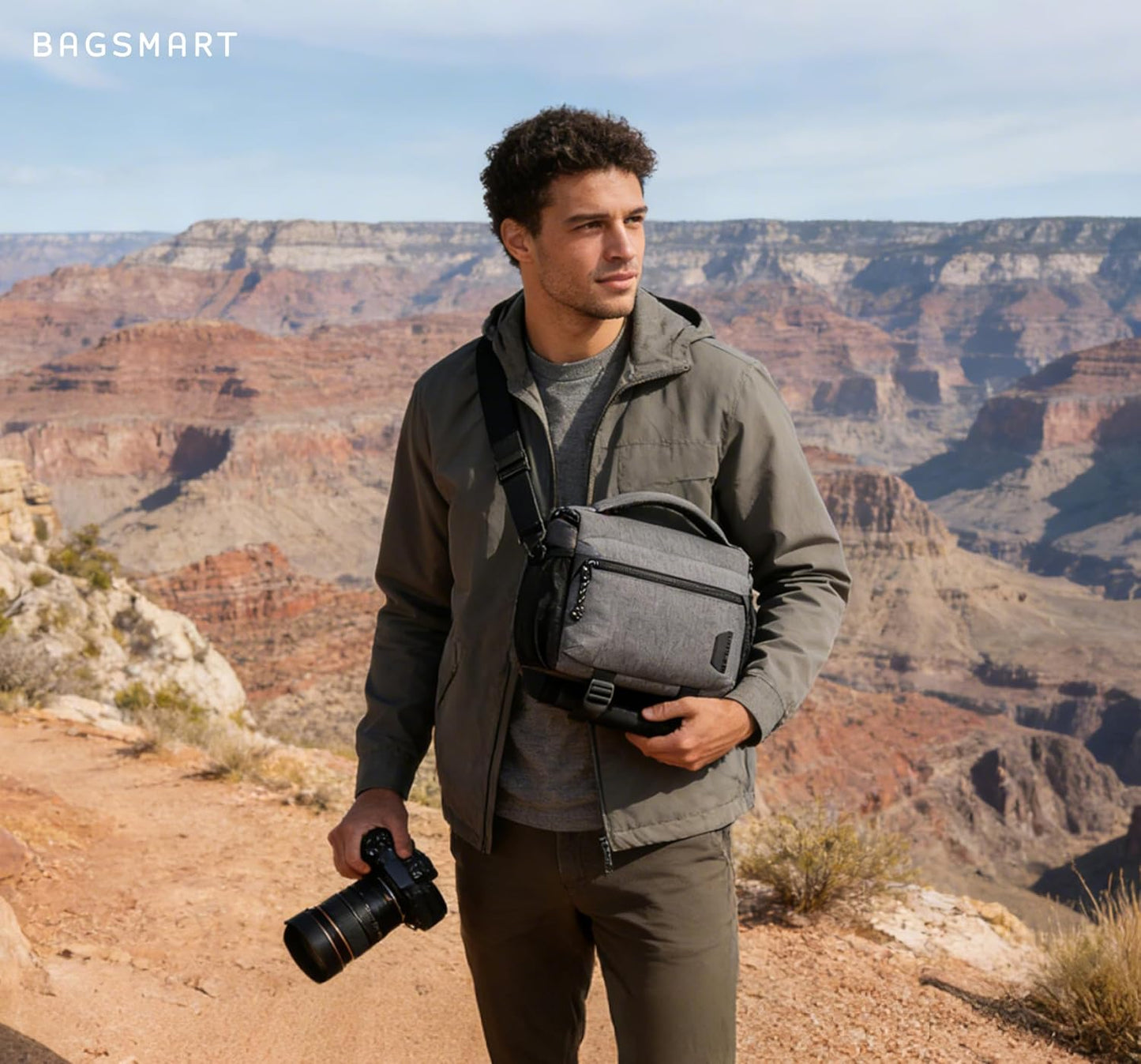 BAGSMART Small Camera Sling Bag for Photographers, Compact Camera Shoulder Bags for DSLR/SLR/Mirrorless Cameras