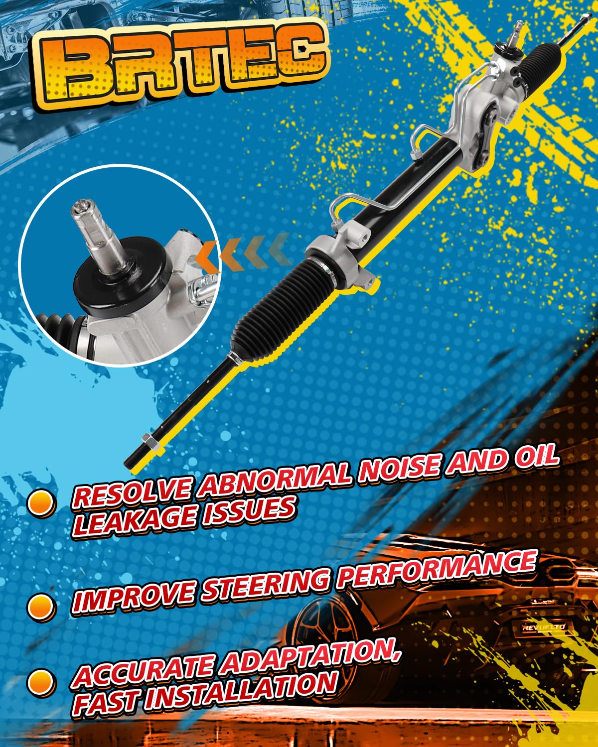 BRTEC 22-1036 Hydraulic Power Steering Rack and Pinion Assembly Compatible for 2007-2013 Silverado 1500 Sierra 1500