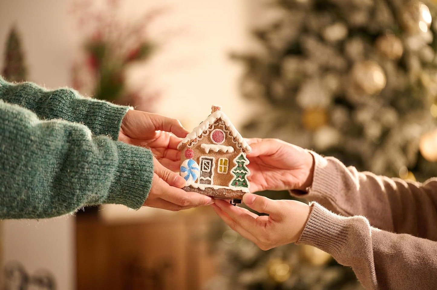 Valery Madelyn Christmas Village Set - Battery Operated Gingerbread House Decorations | 17-Piece Holiday Collection