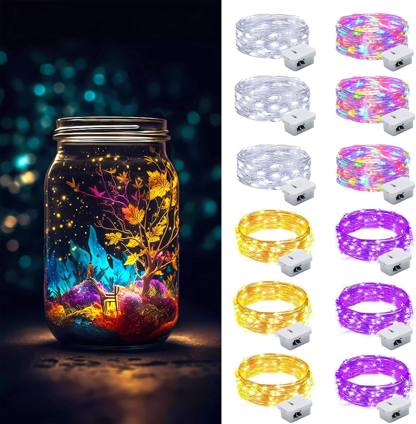 ZGWJ Fairy Lights - 12 Pack Battery Operated Twinkle String Lights | 20 LED, 7FT, Waterproof for Indoor & Outdoor Decor