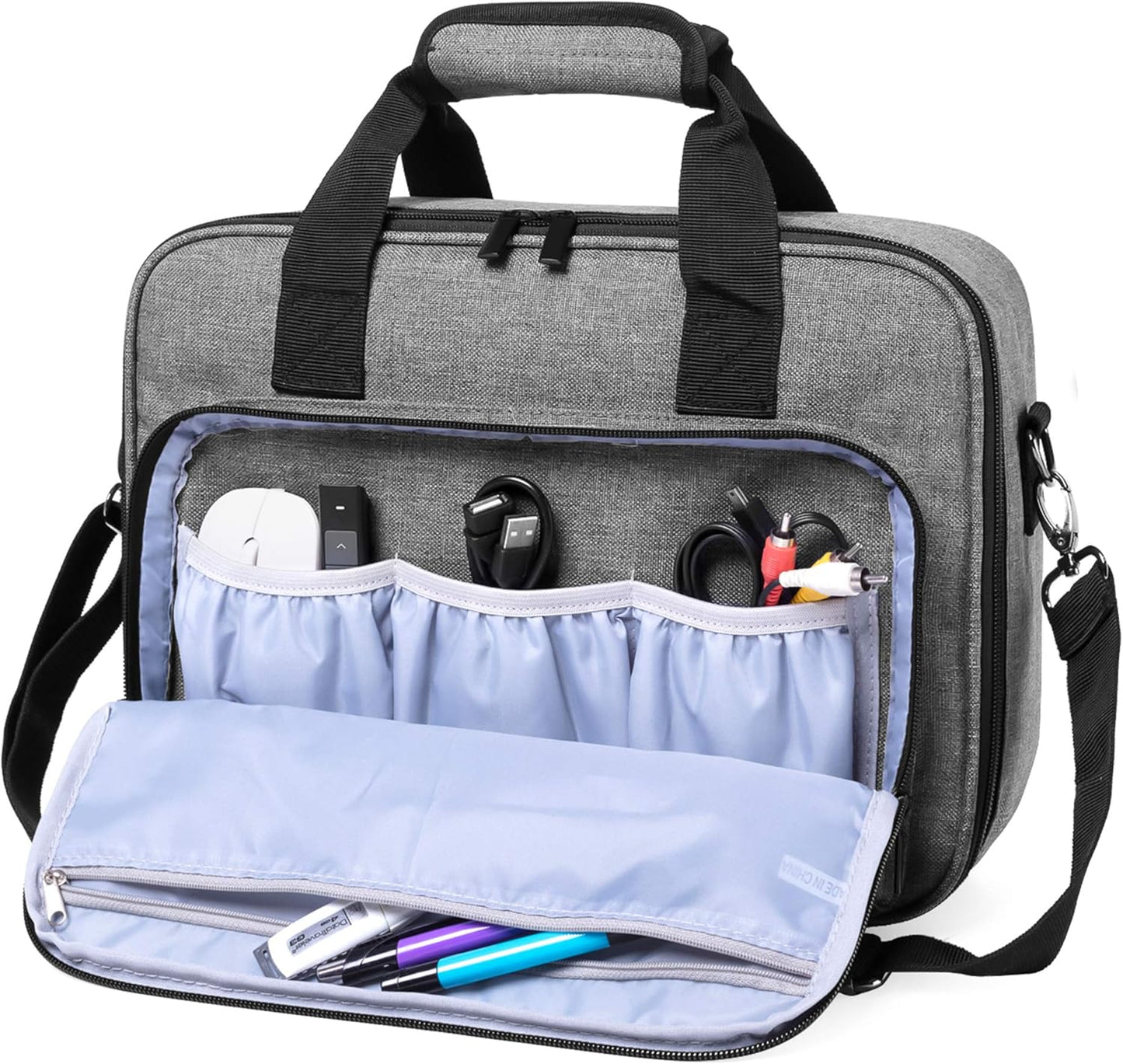 Medium(13.75 10.5 4.5 Inches), LUXJA Projector Case, Projector Bag with Accessories Storage Pockets (Compatible