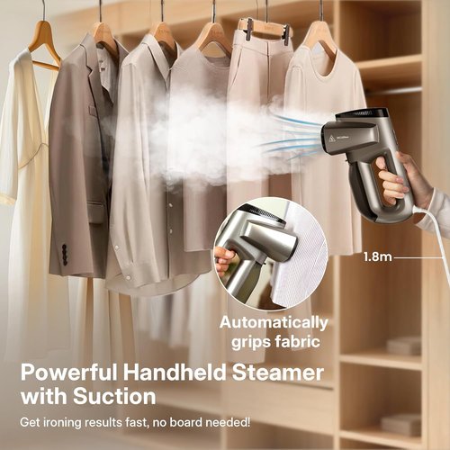 GKJ Handheld Clothes Steamer - 2-in-1 Portable Fabric Steamer & Iron with 2300Pa Suction | 118ml Water Tank