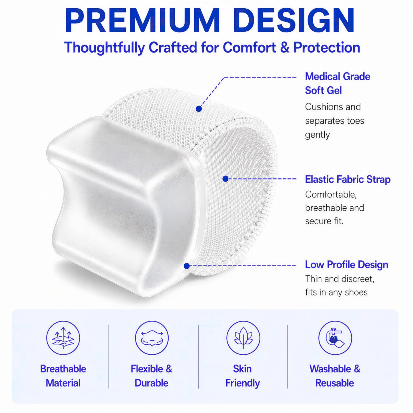 FULEEAN Big Toe Spacers,Hallux Valgus Corrector,Relieve Bunion Pain,Prevent Overlapping Toes, All-Day Comfort for Men & Women, Fits in Shoes.