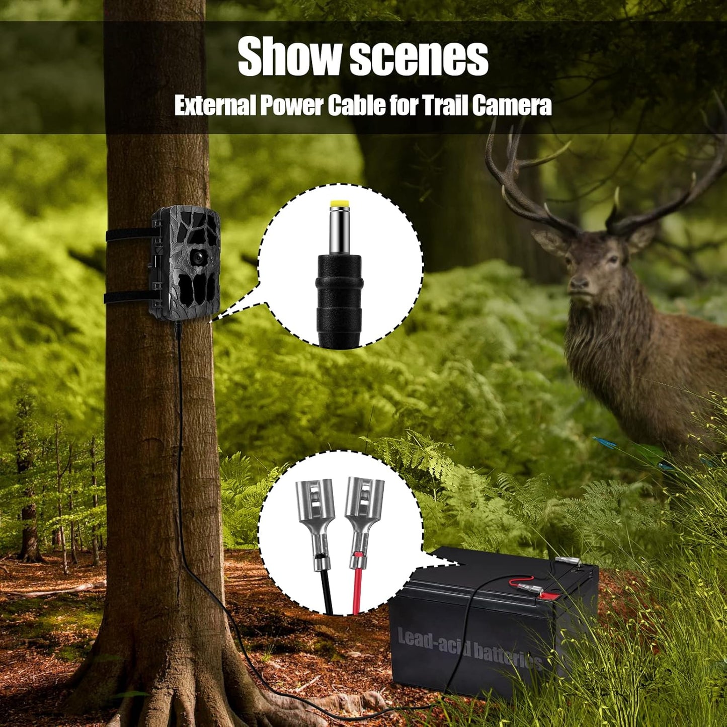 Yoizyfree 2 Cord,4.0x1.7mm 4.0x1.7mm PCS Trail Camera Power DC External Power Cable Compatible with Tactacam Reveal X