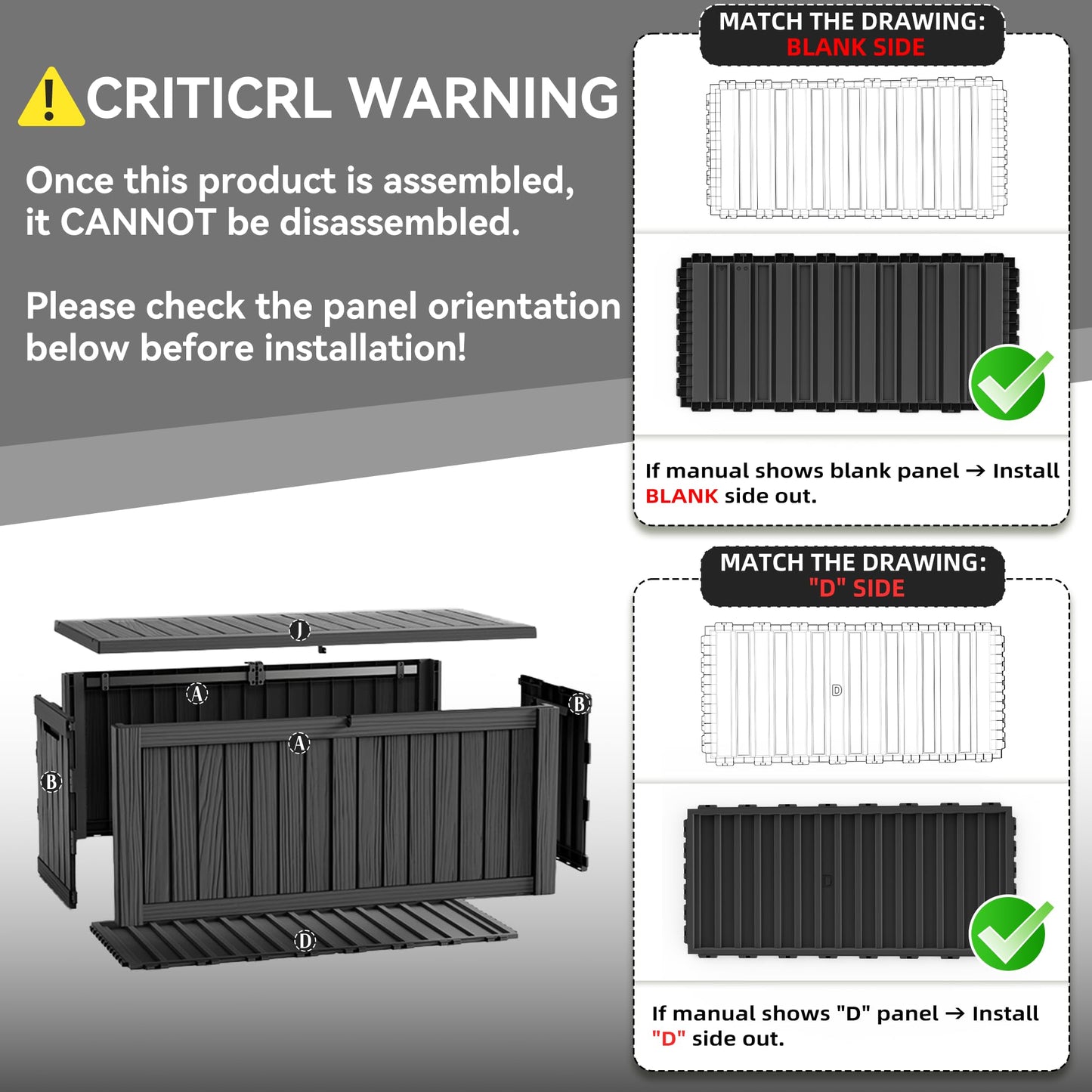 ROJIK 150 Gallon Outdoor Storage Box Waterproof,Weatherproof Deck Boxes Outdoor Lockable,Resin Outside Storage Box for Garden Tools,Cushions,Pool Accessories(Black,150 Gal)