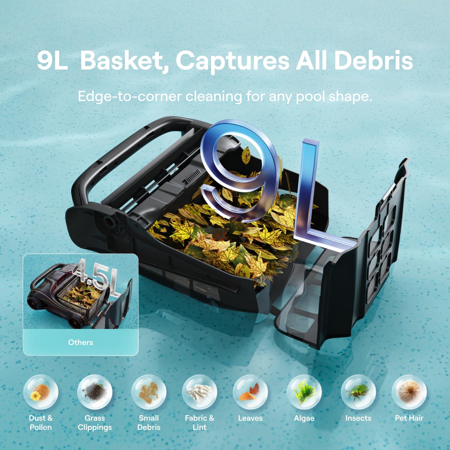 Beatbot Sora 10 Cordless Robotic Pool Vacuum Cleaner with iSkim 24/7 Cleaning Solar Powered Skimmer, Cleans Floor, Walls, Waterline and Surface-Mint Green & Blue