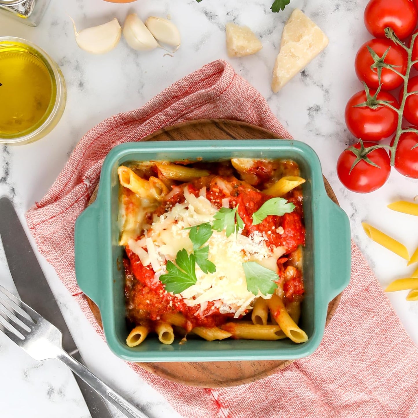Souper Cubes Stoneware Baking Dishes - Premium 5" x 5" Mini Ceramic Set with Silicone Covers - Made in USA