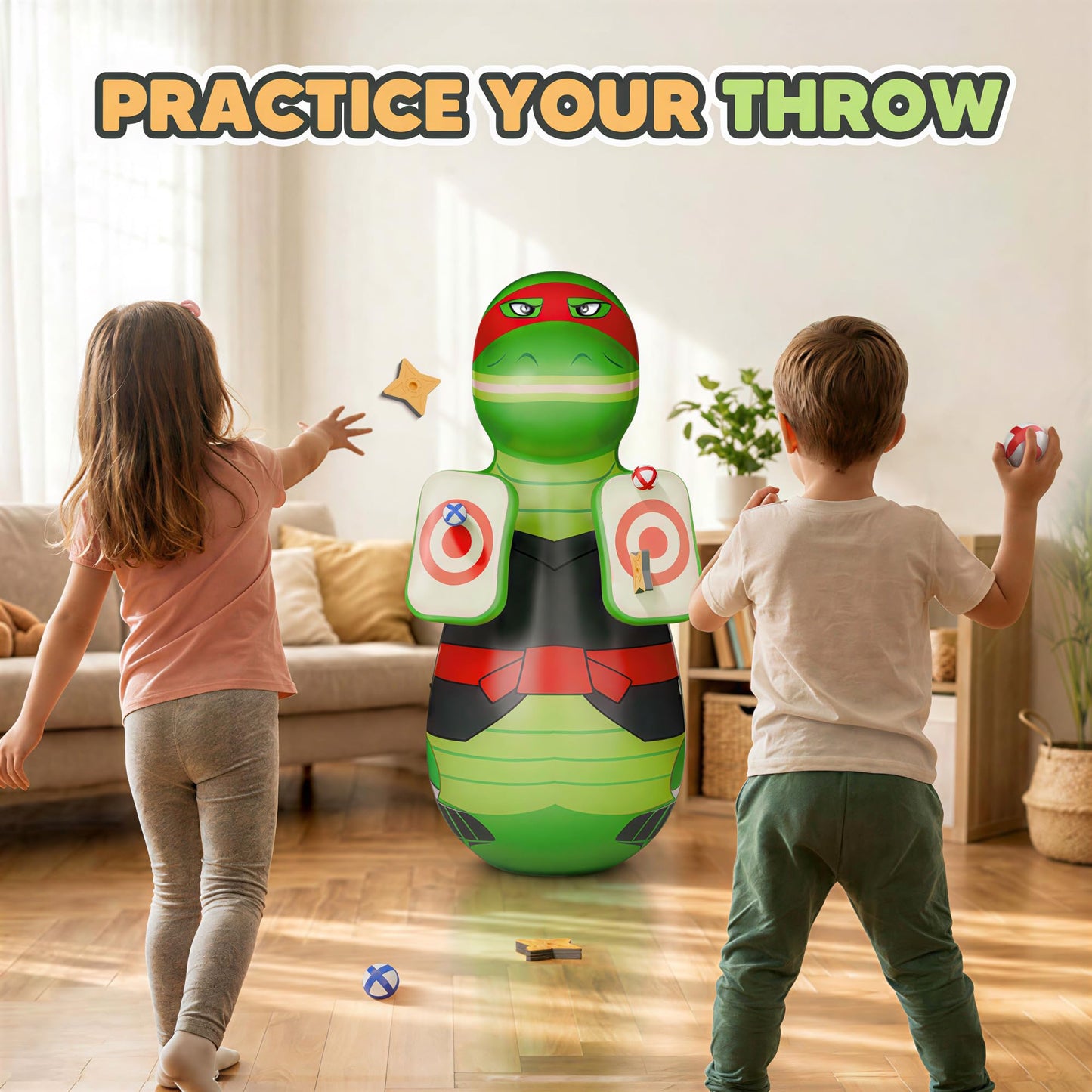 iPlay, iLearn Inflatable Punching Bag for Kids, Toddler 49" Blow up Boxing Bop Bag Toys, Training Bopper W/Ball Toss Game, Indoor Outdoor Fun Sports Activity, Birthday Gift 3 4 5 6 7 8-12 Yr Child Boy