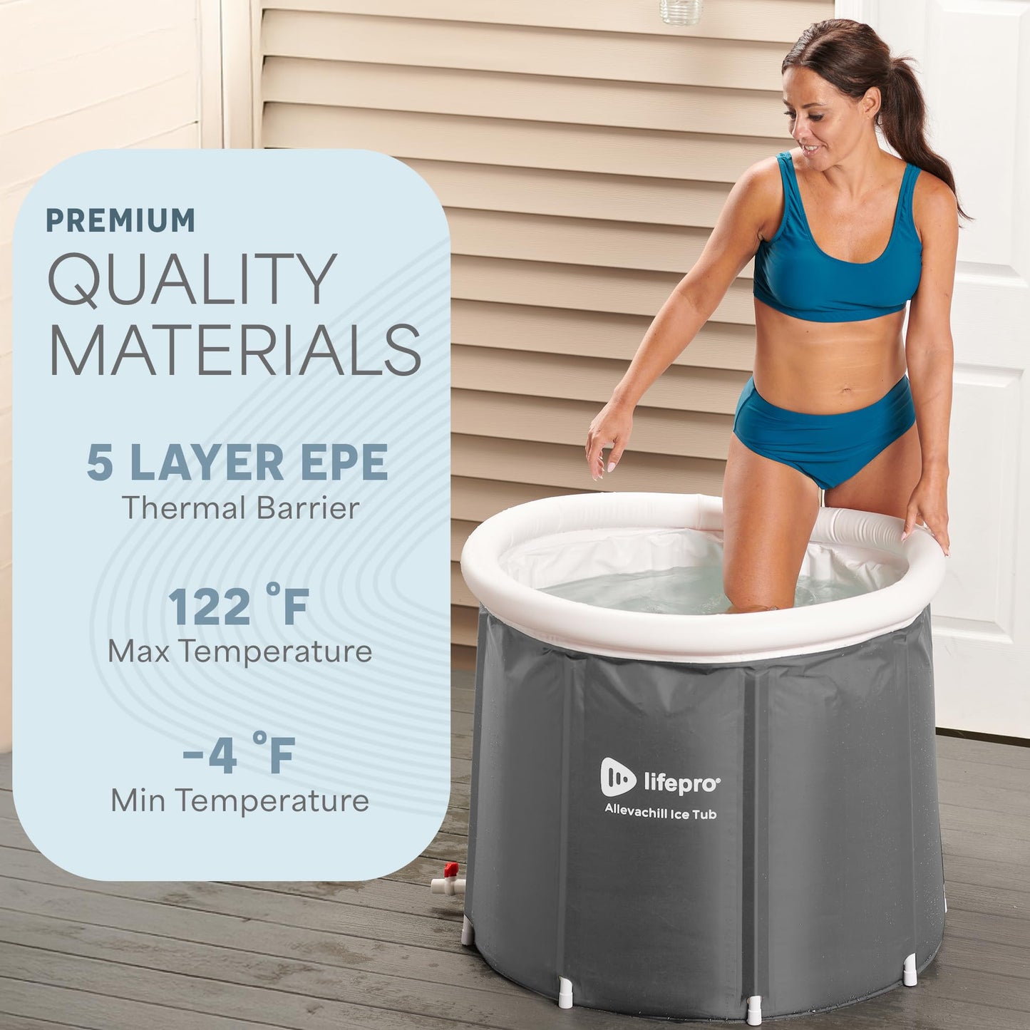 Lifepro Portable Ice Bath Tub with Cover and Storage Bag - Home & Travel Ice Bath Tub for Athletes and Adults, Durable Cold Plunge Tub for Home Therapy Sessions, Outdoor Ice Bath Cold Water Plunge Tub
