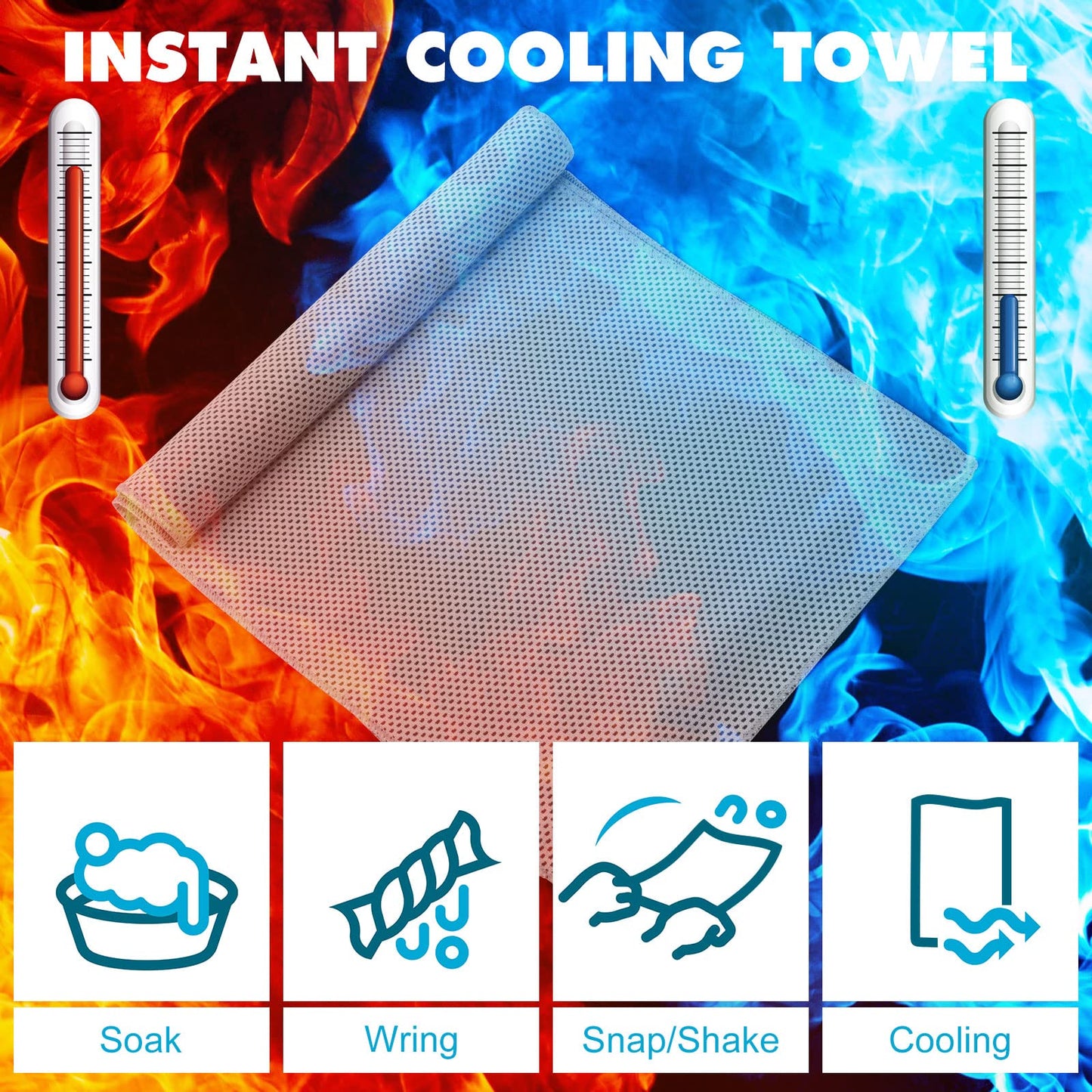 Honoson 20 Packs Cooling Towel, 40" x 12" Ice Towel for Neck and Face Microfiber Breathable Sport Sweat Rag for Gym, Yoga, Travel, Camping, Running, Fitness, Workout & More Activities