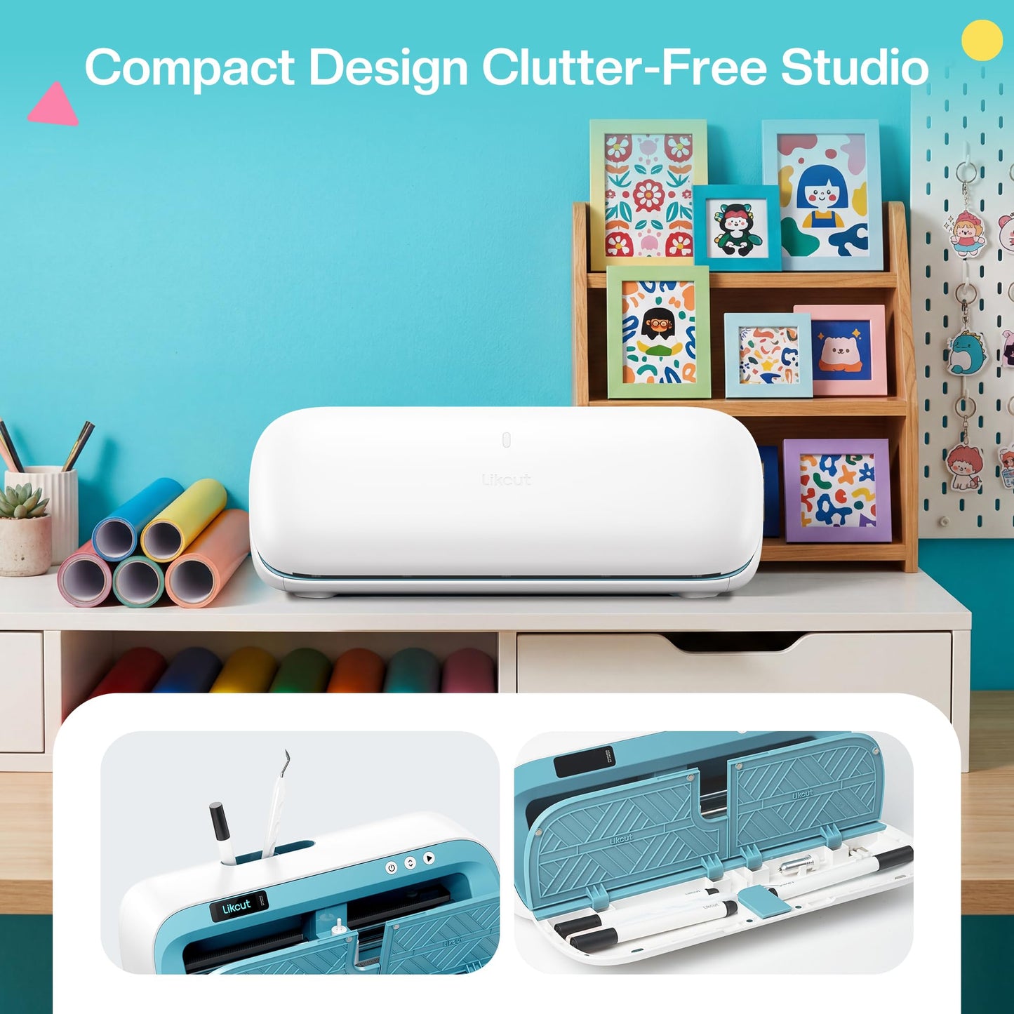 Likcut S41 Vinyl Cutter Machine with Print Then Cut - AI Image Generation Sticker Cutter and Maker Machine for Room Decor, HTV, Cardstock and Custom Stickers, Crafts for Adults