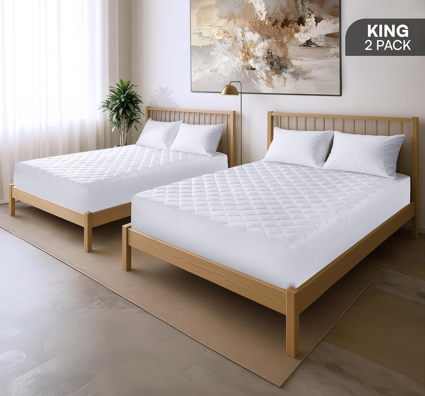 Utopia Bedding King Size Quilted Fitted Mattress Pad - Deep Pocket Protector, Machine Washable | White
