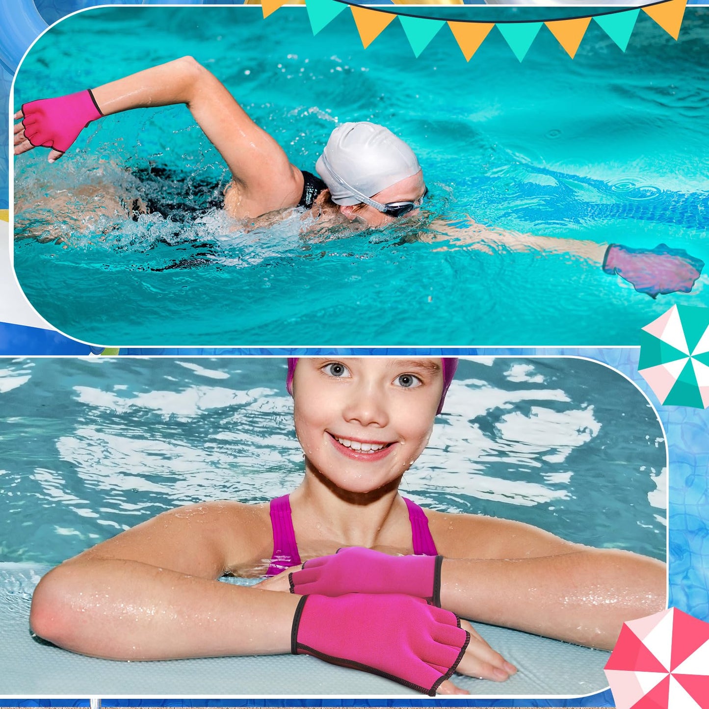 Sonwyoung 8 Pcs Water Aerobics Set Including Exercise Foam Dumbbells Aquatic Swim Belt Pull Buoy Swim Kickboard Sport Gloves Water Weights Equipment for Aquatic Fitness Weight Loss Fitness Tool (Pink)
