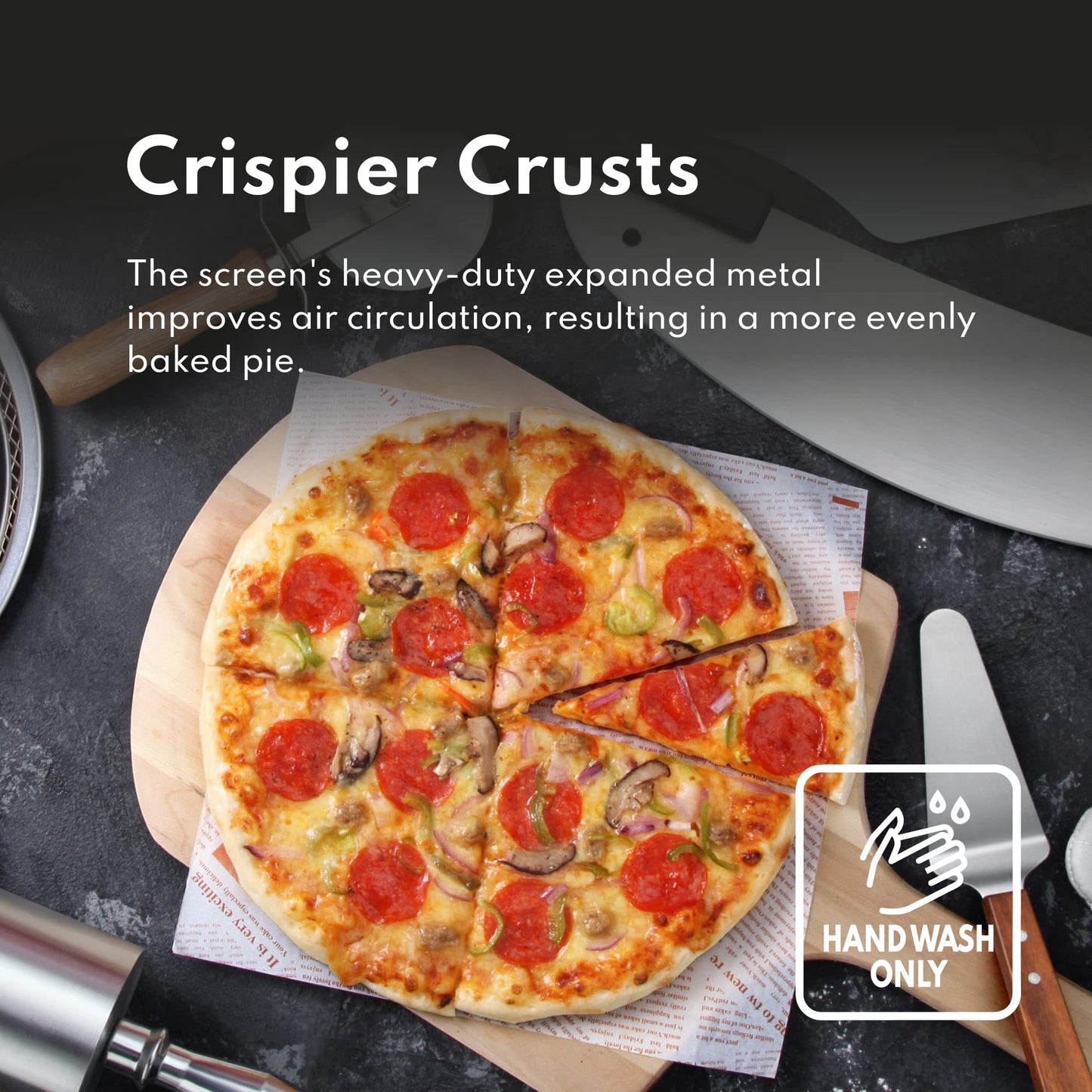 New Star Foodservice Restaurant-Grade Seamless Aluminum Pizza Baking Screen, 16 Inch