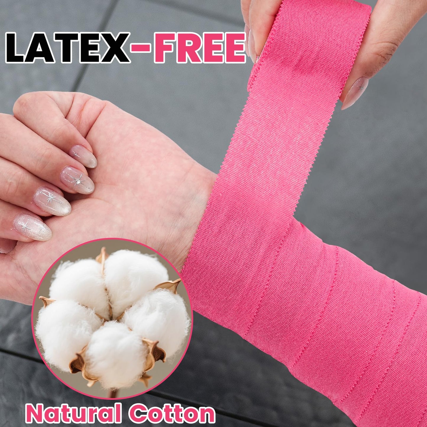 NUITPY 6 Pack Athletic Tape, Pink Sports Tape, Easy Tear Wrist Tape, Strong Adhesion Tapes for Boxing, Gymnastics, Hockey, Soccer, Lacrosse and First Aid