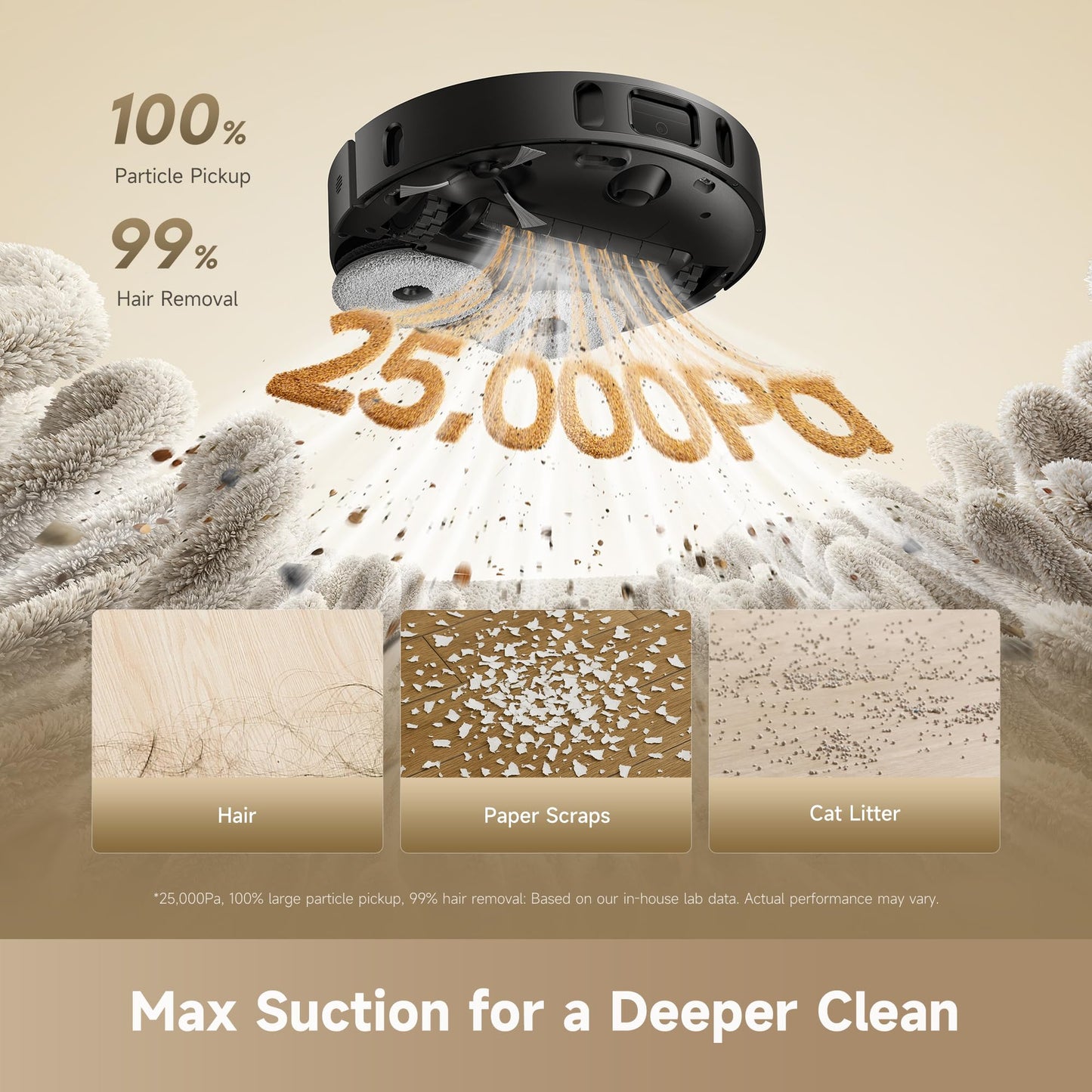 DREAME D30 Ultra CE Robot Vacuum and Mop with Auto Dust Emptying, 25,000Pa Suction, 0.41in Mop Lifting, Multifunctional Base Station, Mop Self-Washing, Smart Obstacle Avoidance, Black
