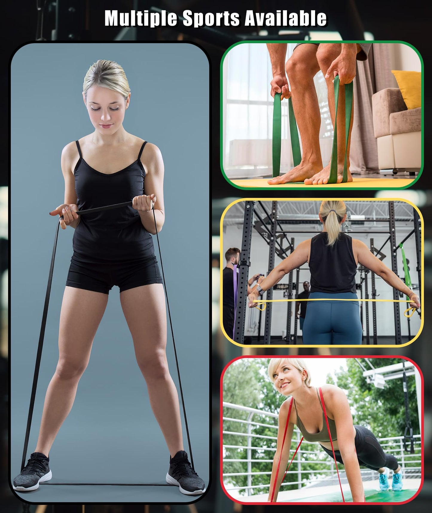 TREKONPEAK Resistance Bands for Working Out, 5-Levels Exercise Band Set, Pull Up Assistance Bands-Strength Training Physical Therapy Stretching Women Men Home Gym