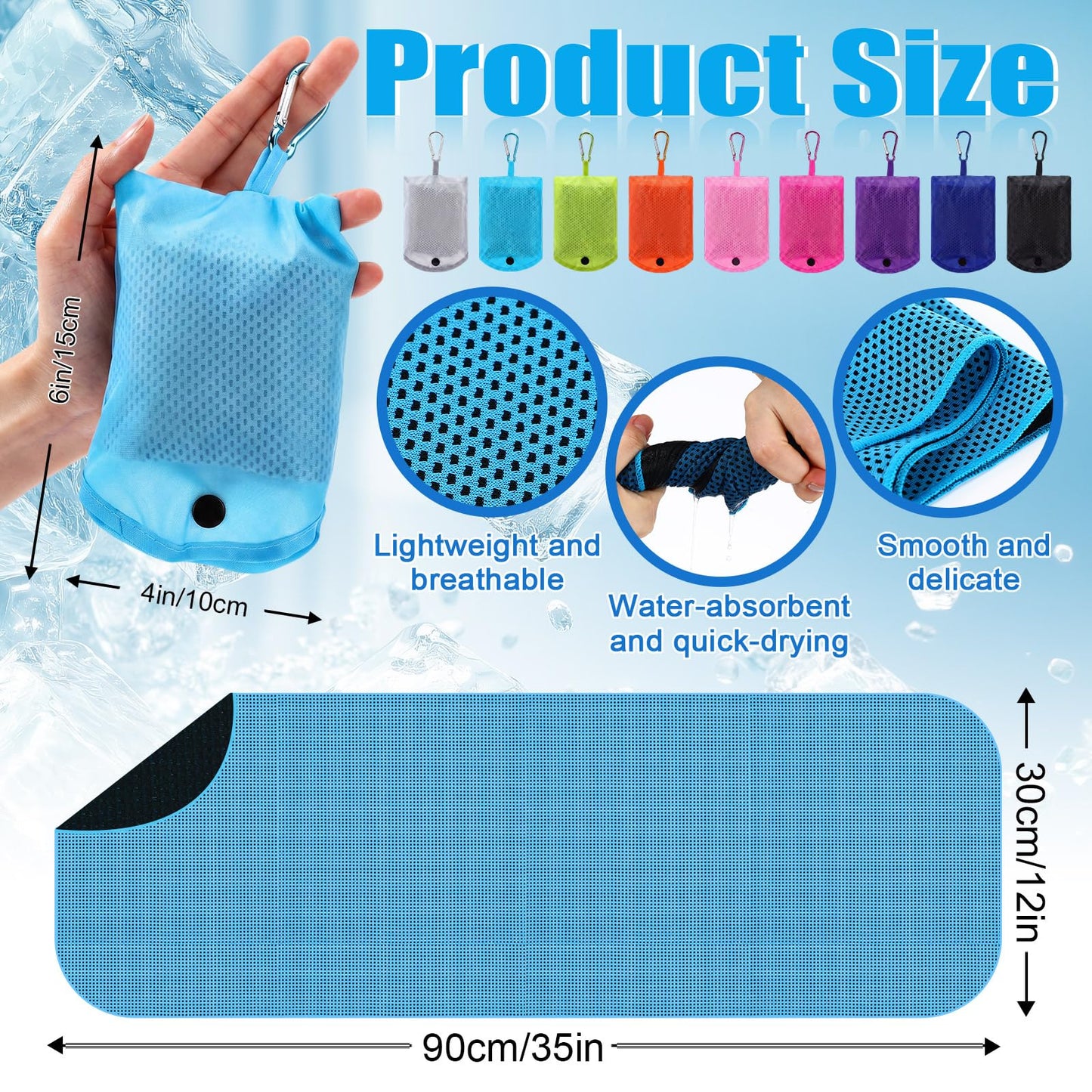 Peryiter 20 Pack Cooling Towels with Rectangle EVA Carry Cases Cooling Towels Bulk for Neck and Face Hot Weather Ice Towel Quick Drying Sweat for Sport Yoga Gym Running Fitness 9 Color 35 x 12 Inch