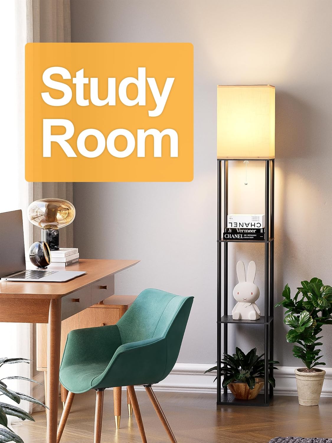 Skiennix Floor Lamp - Stylish Corner Display with 3 CCT LED Bulb & White Linen Shade | Versatile Organizer for Living Room & Bedroom