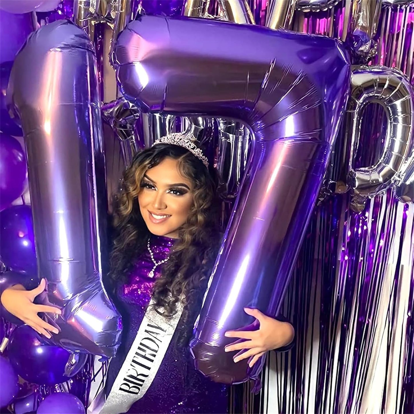 Purple Number 40 Birthday Balloons - 40 Inch Large Mylar Foil 4 & 0 for Women’s 40th Party Decor