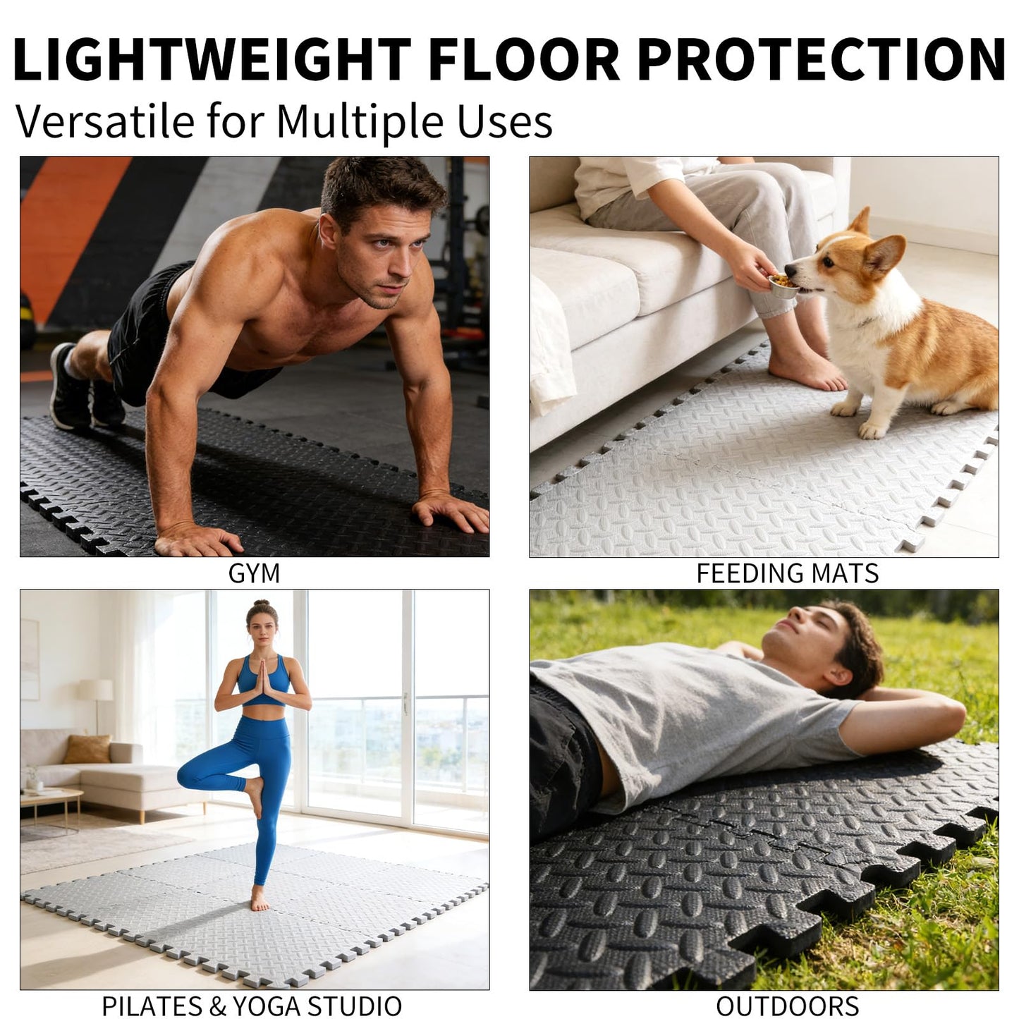 Maziloxe Gym Flooring for Home Gym, 18 PCS Anti-Slip Interlocking Foam Floor Tiles, 12.6"x12.6"x0.4" EVA Exercise Mats, Puzzle Floor Mat For Workout, Yoga, Kids Play Area, Treadmill, Garage