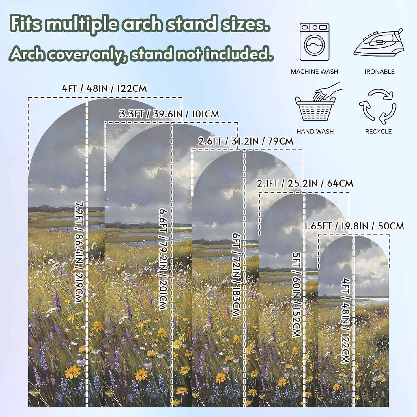 Jnbasdffb 6.6 Spring Floral Wedding Arch Cover, Stretchy Spandex Arch Backdrop Stand Covers FT, Modern Oil Painting