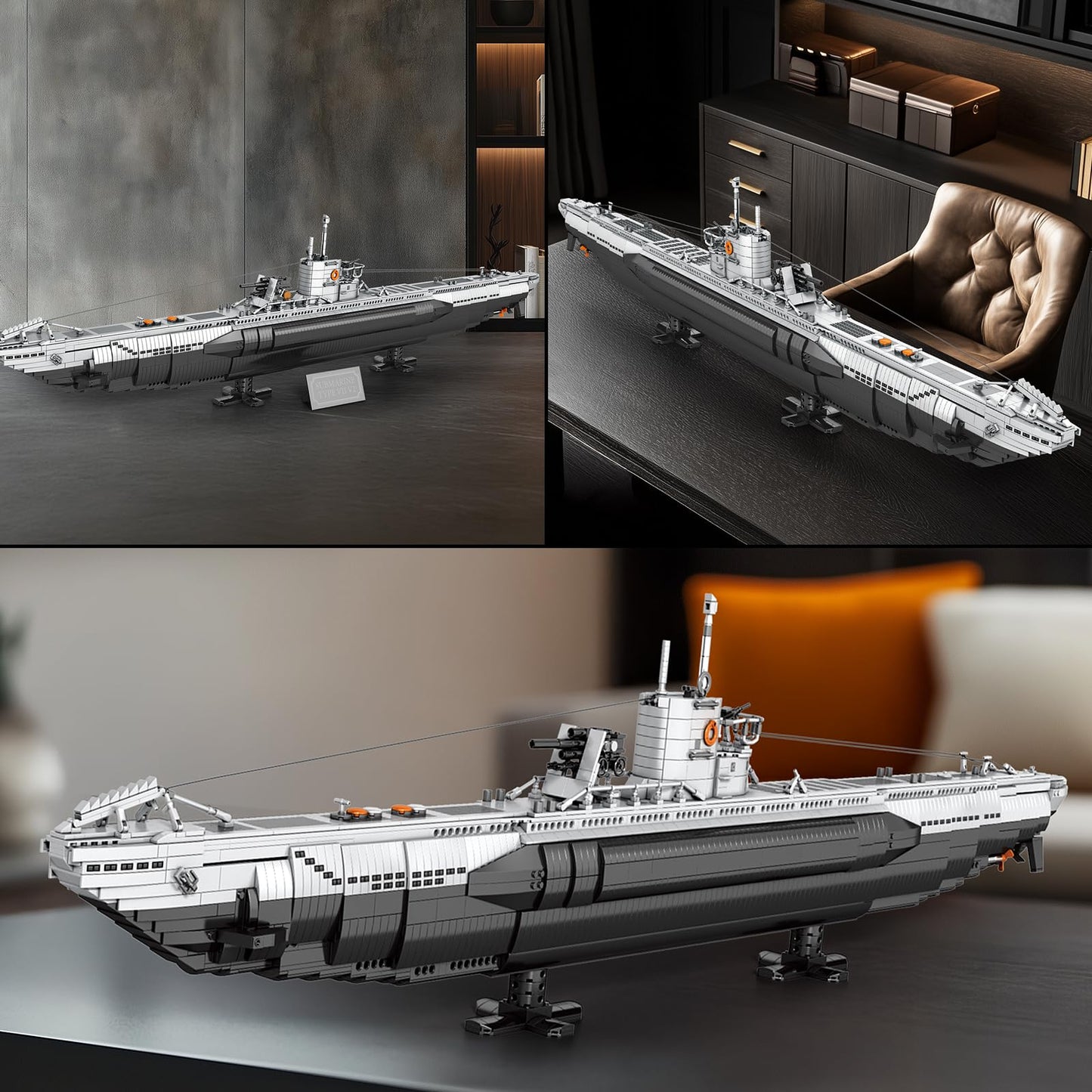 Reobrix U-Boat Submarine Building Set, Military Submarine Model Kit for Adults, WW2 History Collectible Home Decor Battleship Construction Set 33050, Army Toy Gifts for Boys Men, Military Fans
