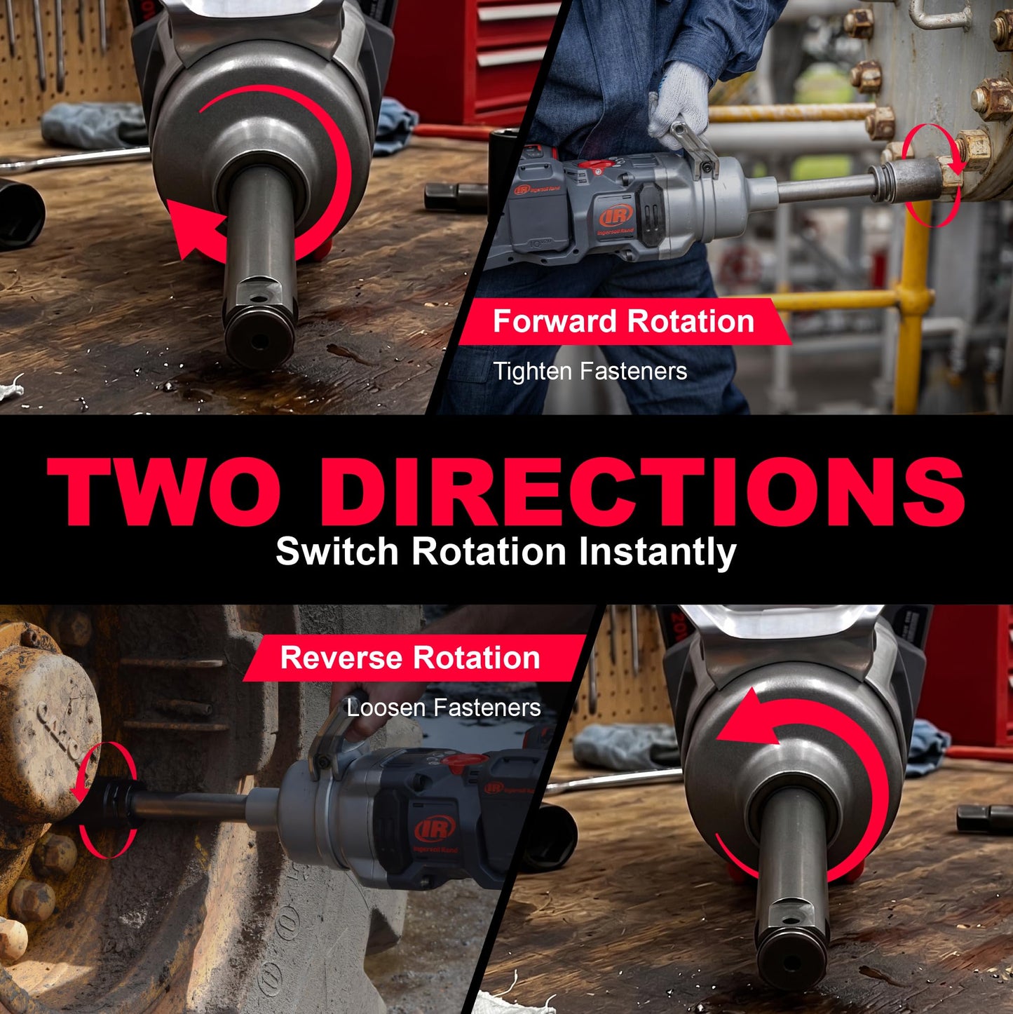 Ingersoll Rand W9691-K4E Cordless 1" High-Torque Impact Wrench Kit with 2" Extended Anvil, Includes 4 BL2022 5.0Ah Batteries and Dual-Bay Charger
