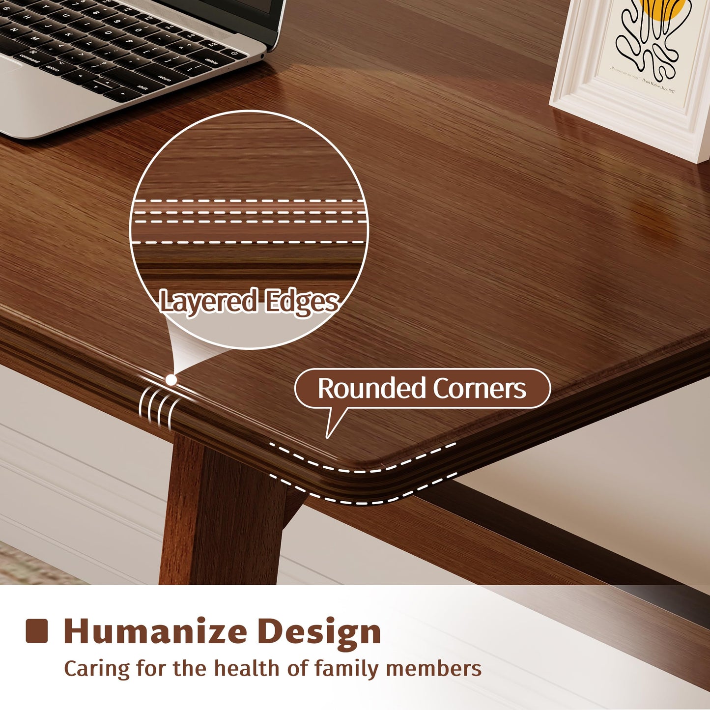 IOTXY Solid Wood Writing Table - 72" W x 24" D Minimalist Long Computer Desk for Home Office, Work, Study, Creativity, and PC Workstation, Walnut