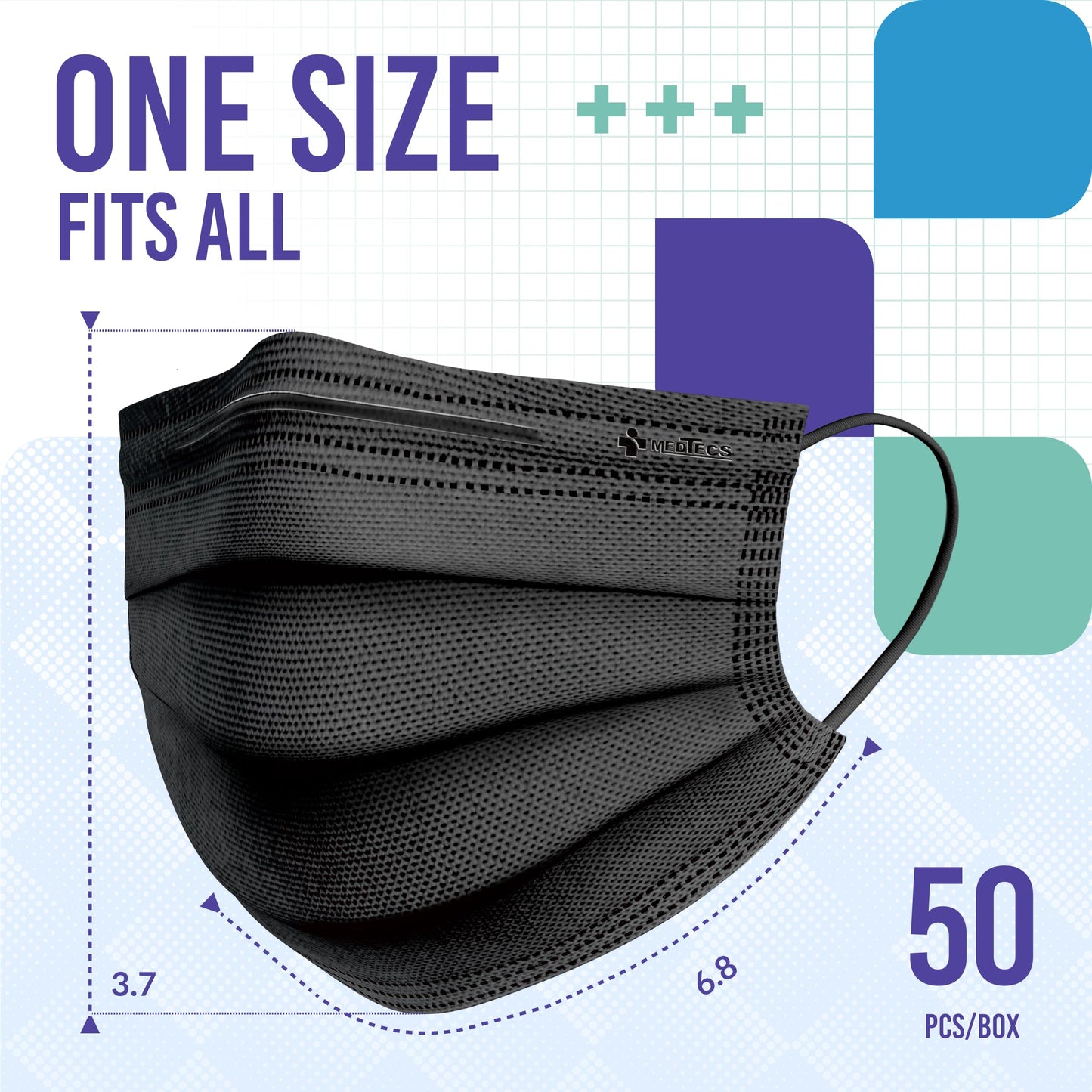 Medtecs Face Mask Disposable – Available in 50 & 2,000 pcs – ASTM Level 1, 3-Ply Breathable, Soft Fit – Adult Size – Ideal for Commuting & Daily Wear