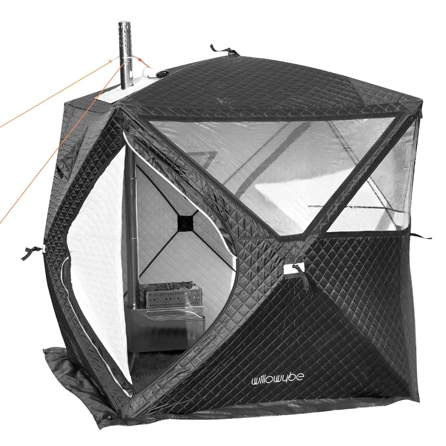 WILLOWYBE Portale Outdoor Sauna Set with Sauna Tent, Sauna Wood Stove for Dry Sauna, Cooking for Family and Friends
