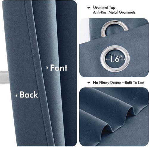 MIULEE Stone Blue Blackout Curtains - Thermal Insulated Room Darkening Drapes | 40 x 54 Inches, 2 Panels
