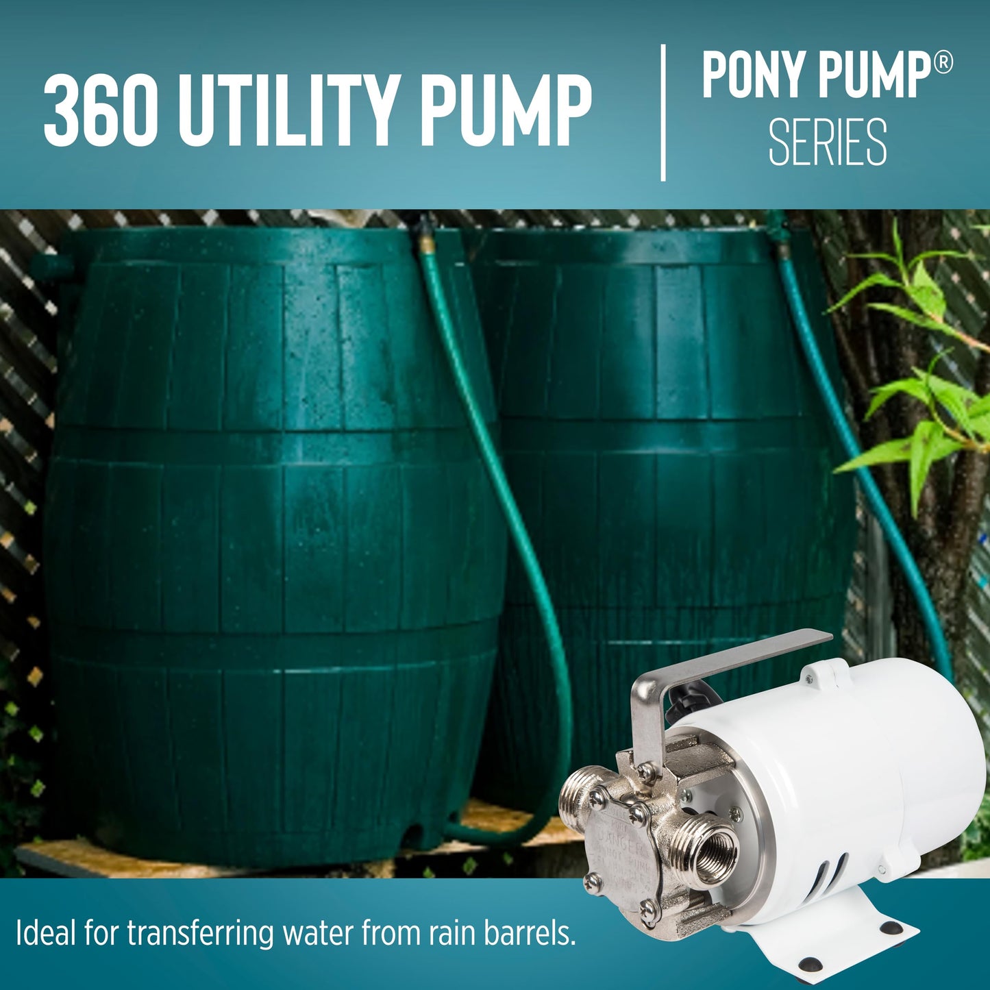Little Giant 360 115V, 360 GPH, 1/10 HP, Plated Brass Non-Submersible Multi-Purpose Utility Water Transfer Pony Pump with 6-Ft. Cord, White, 555112
