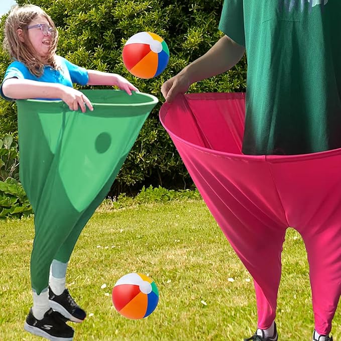 Granny Pants Yard Game Set with Bouncy Balls & Pump,Giant Stretchy Pants, Fun Tossing Games Props for Outdoor Parties, Group Gatherings, Adults and Family