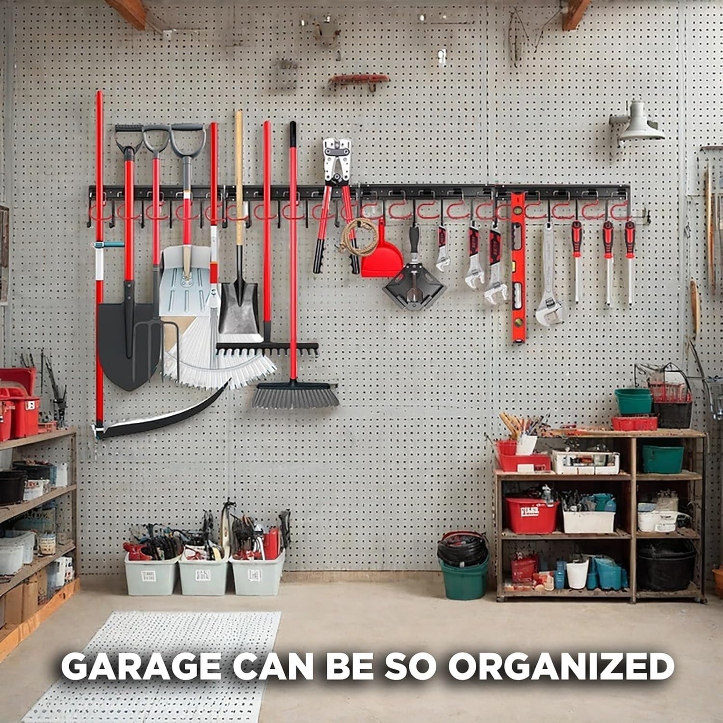 SEDY Garden Tool Organizer Hooks - Sturdy All-Metal Wall Mount Storage System for Yard Tools | Shed & Garage Use